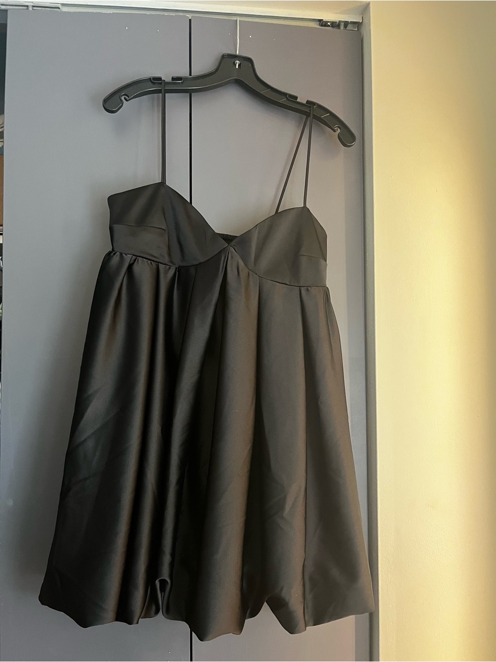 H&M Black Satin Mini Dress with Spaghetti Straps